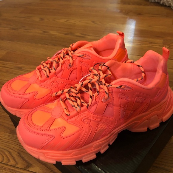 Bershka Shoes - Bershka neon pink/orange chunky dad sneaker
